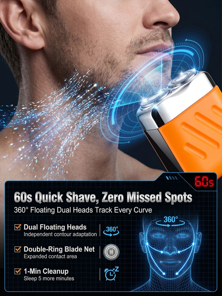 Shave, Cut & Remove Hair in 1 Second — German Precision Dual-Head Pocket Shaver for the Whole Family