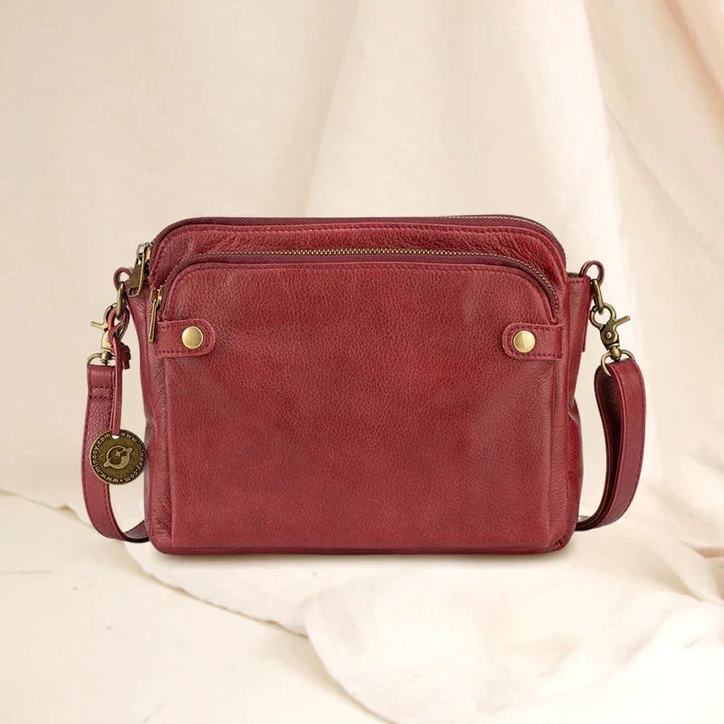 Three-Layer Leather Crossbody Shoulder & Clutch Bag