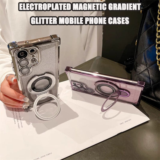 🌿 Suitable For Samsung Series Electroplated Magnetic Gradient Glitter Mobile Phone Cases