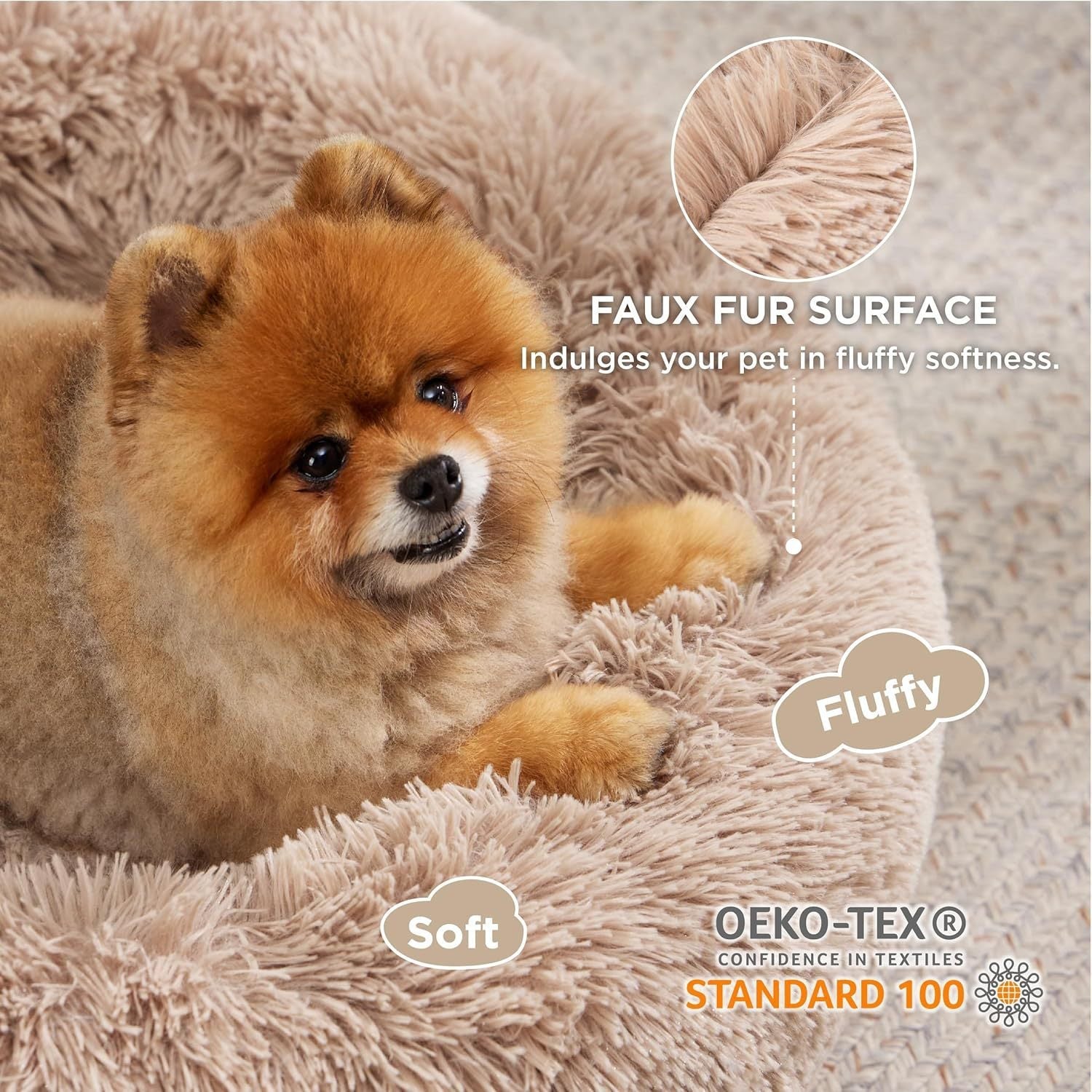 Non-slip Round Fluffy Plush Pet Bed