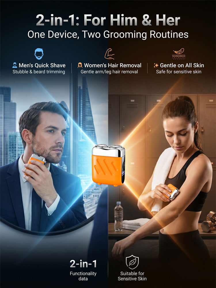 Shave, Cut & Remove Hair in 1 Second — German Precision Dual-Head Pocket Shaver for the Whole Family
