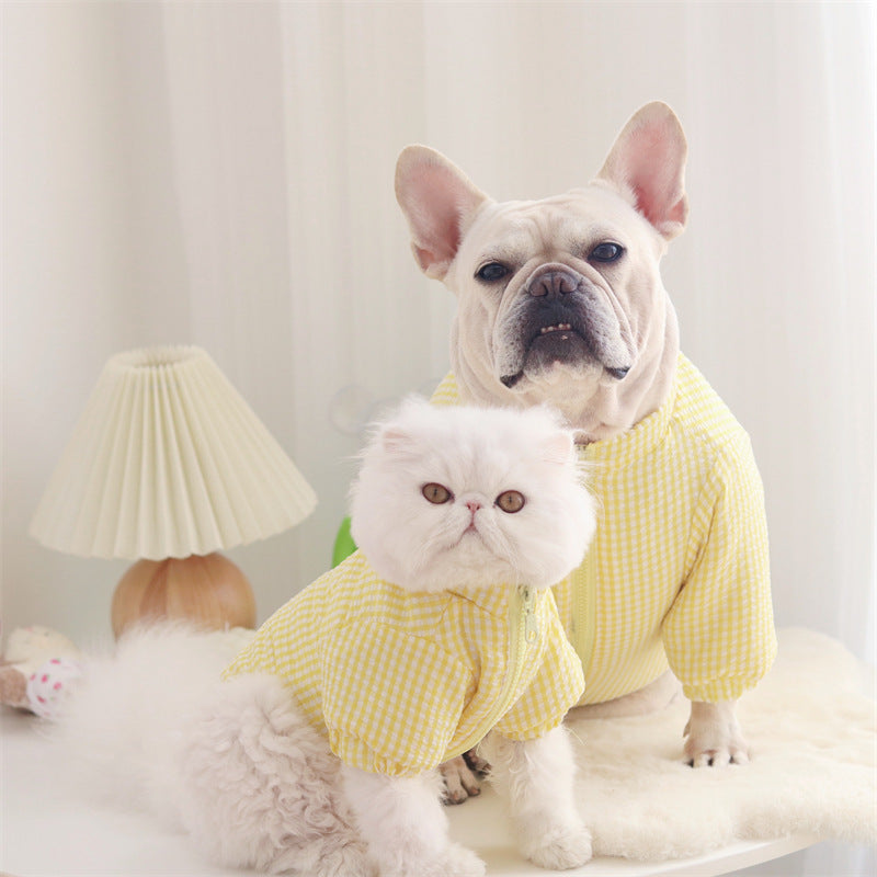 Dog Clothes Thick Plaid Cotton Coat