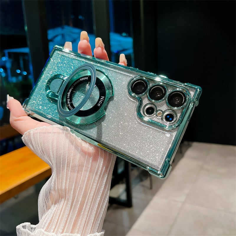 🌿 Suitable For Samsung Series Electroplated Magnetic Gradient Glitter Mobile Phone Cases