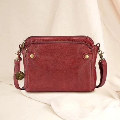 Three-Layer Leather Crossbody Shoulder & Clutch Bag