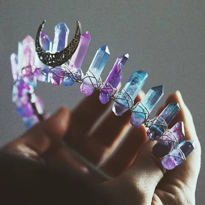 Labradorite Witchy Moon Crystal Crown