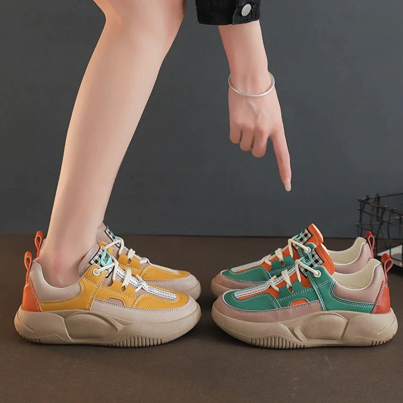 Women's Colorblock Thick Sole Walking Shoes