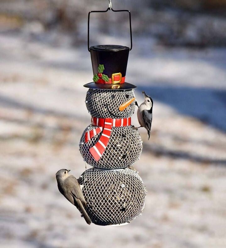 ⛄Snowman Metal Mesh Bird Feeder🐦