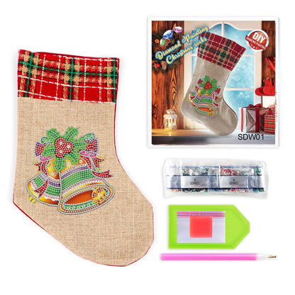 5D Diamond Painting Xmas Rhinestone Sock Embroidery Mosaic Hanging Gift Bag