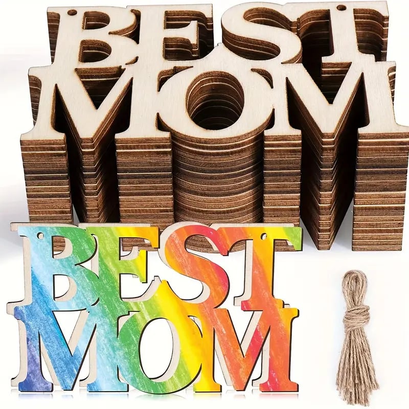 "BEST MOM" Wooden Letter Pendant