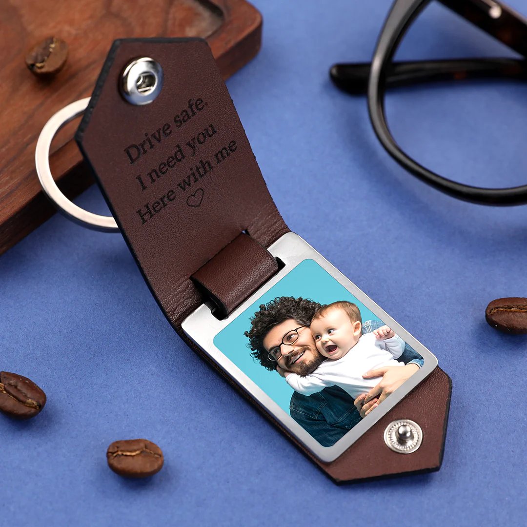 💖Valentine's Day hot sale✨Gift to Husband-Customized Leather Photo Text Keychain