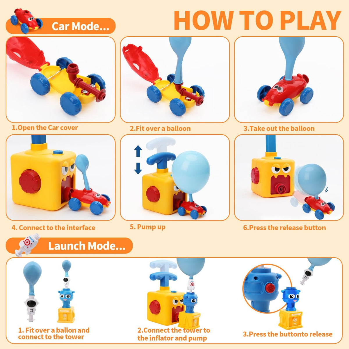 🎁Fun Packed Balloon Car Toy Pump Set